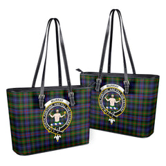 Murray of Atholl Modern Tartan Crest Leather Tote Bag