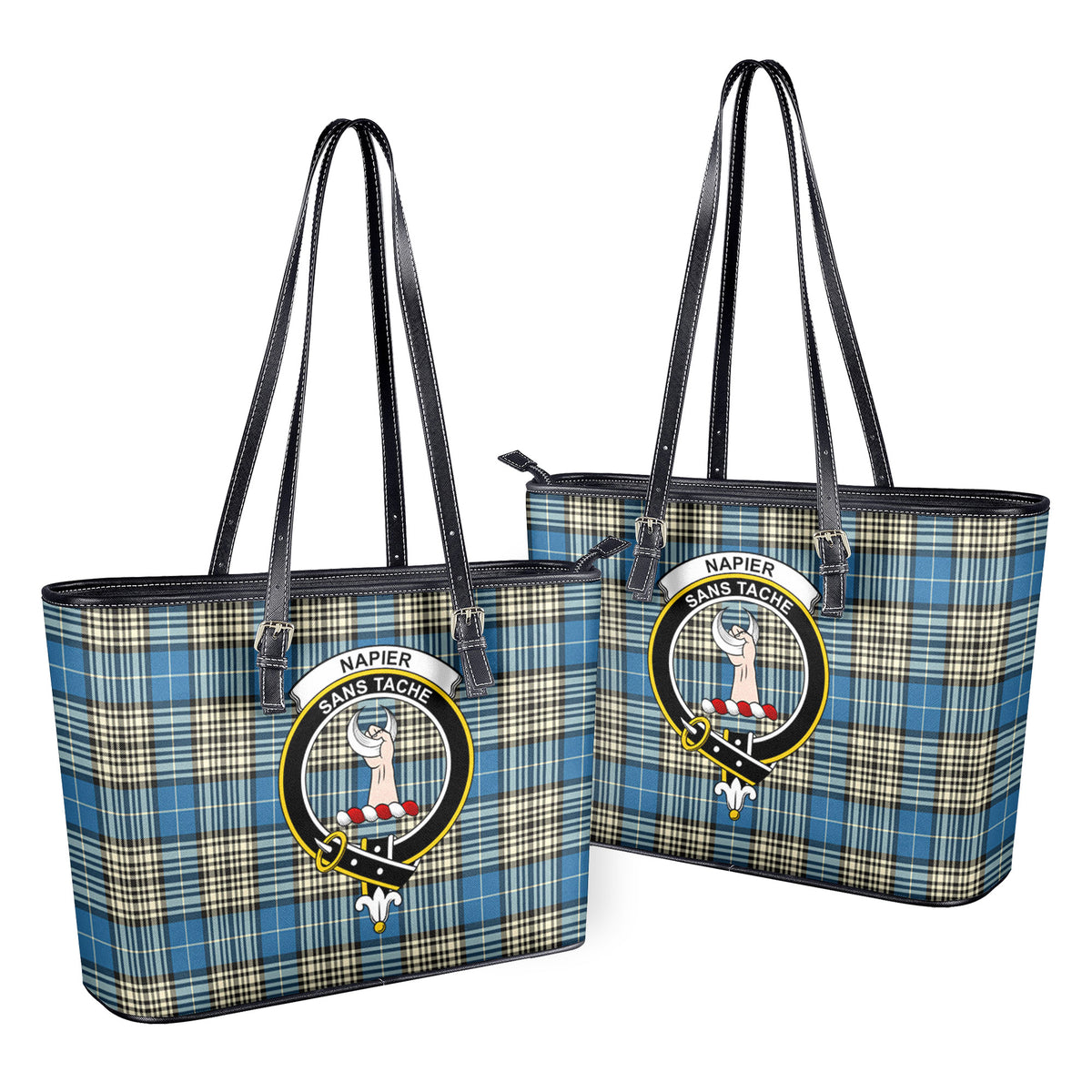 Napier Ancient Tartan Crest Leather Tote Bag