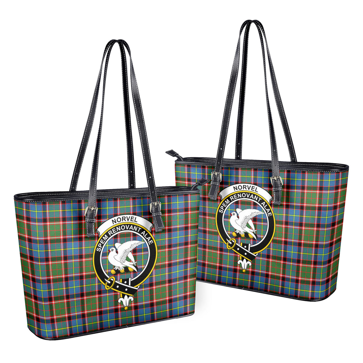 Norvel (or Norvill) Tartan Crest Leather Tote Bag