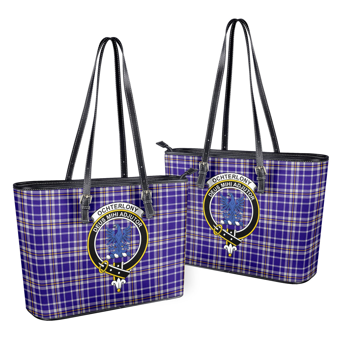 Ochterlony Tartan Crest Leather Tote Bag