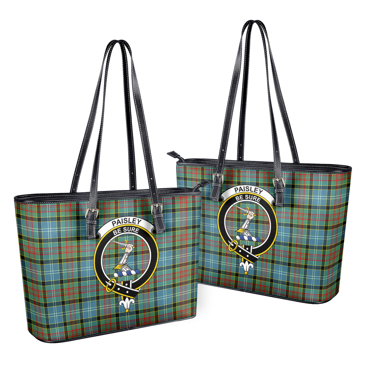 Paisley District Tartan Crest Leather Tote Bag