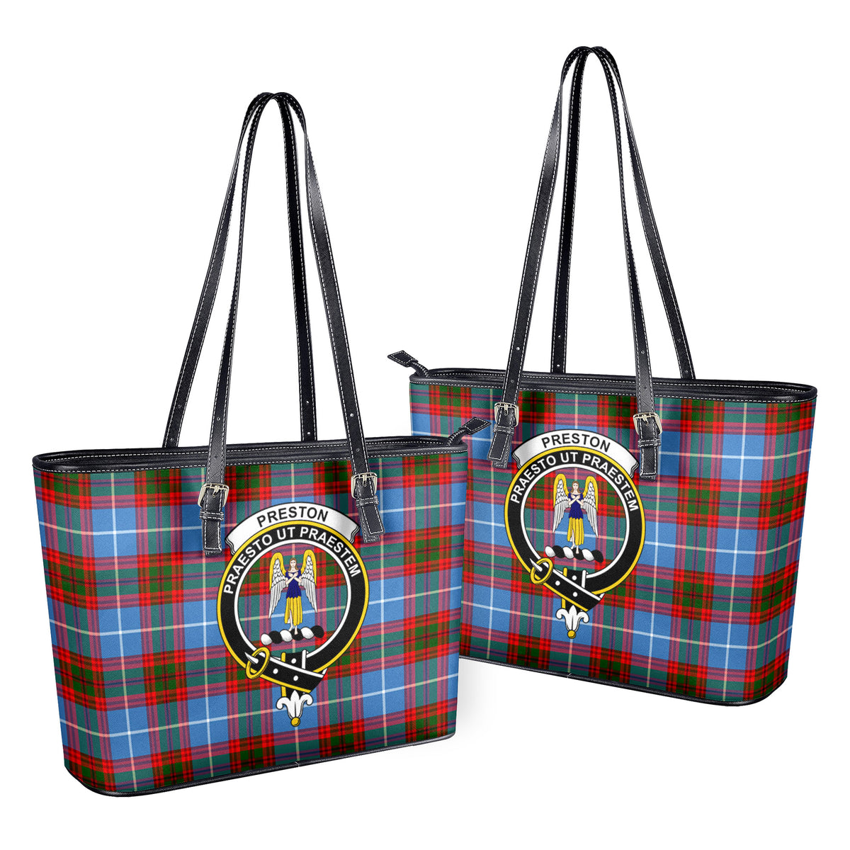 Preston Tartan Crest Leather Tote Bag