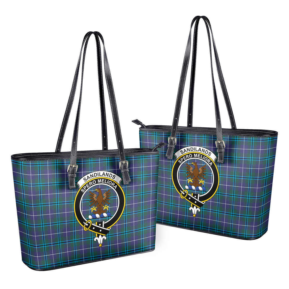 Sandilands Tartan Crest Leather Tote Bag