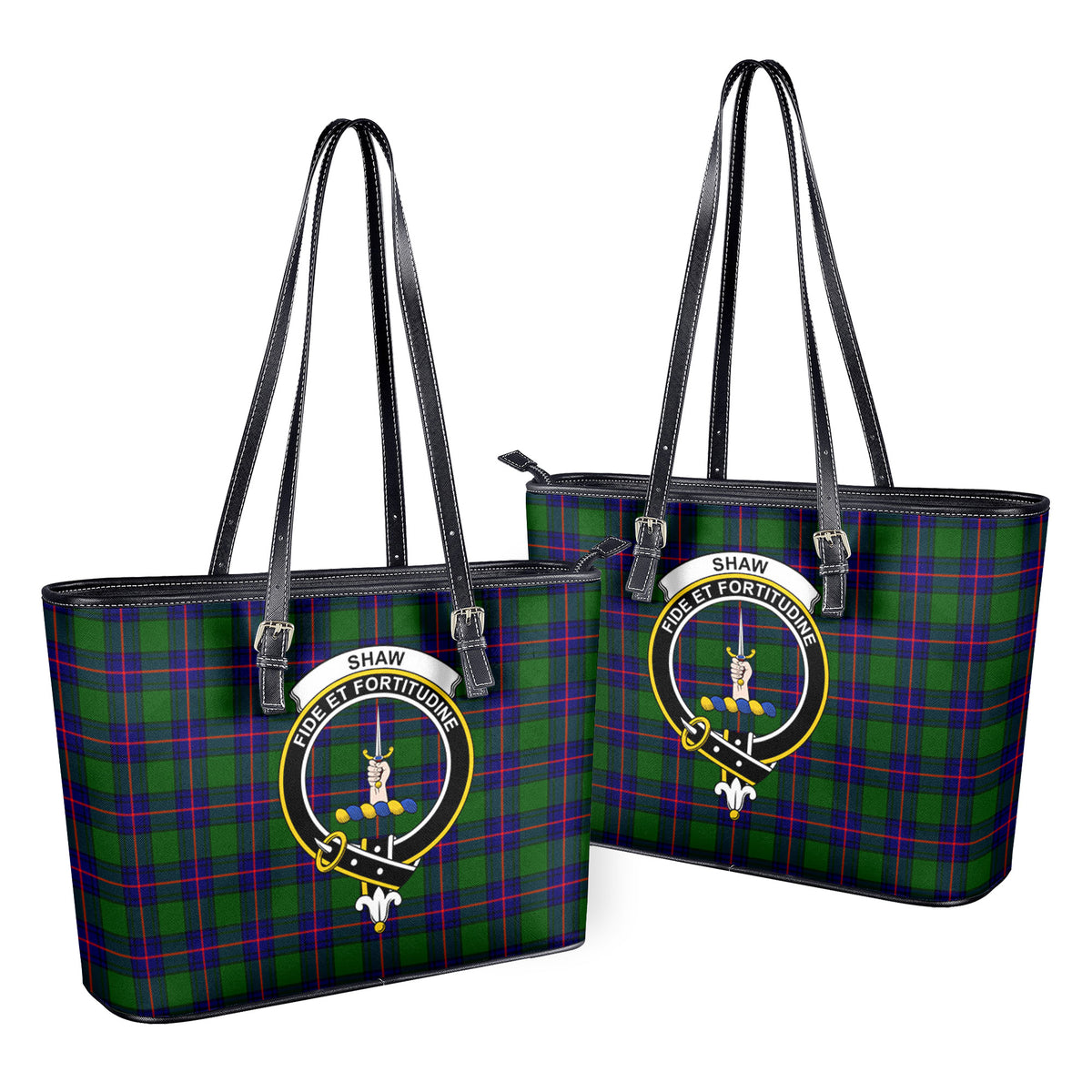 Shaw Modern Tartan Crest Leather Tote Bag