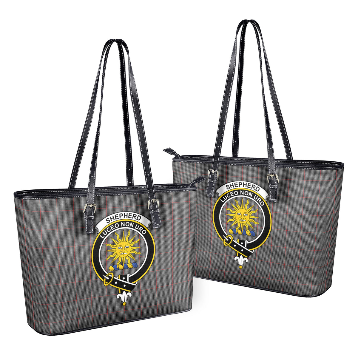 Shepherd Tartan Crest Leather Tote Bag