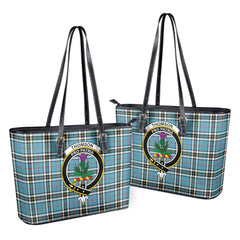 Thomson Blue Tartan Crest Leather Tote Bag