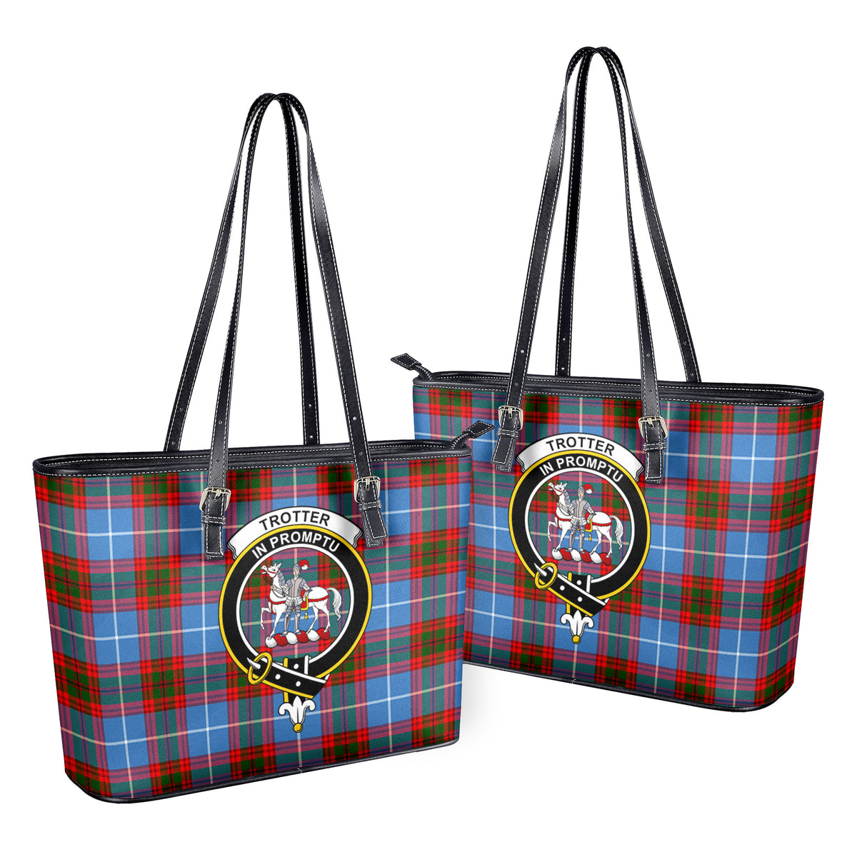 Trotter Tartan Crest Leather Tote Bag