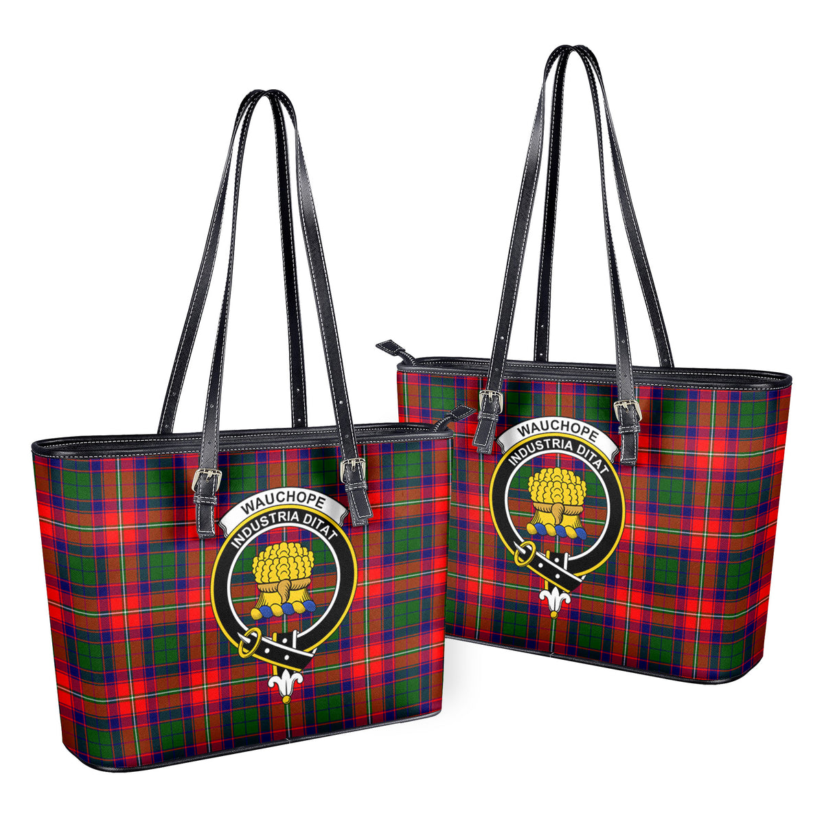 Wauchope (or Waugh) Tartan Crest Leather Tote Bag