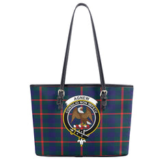 Agnew Modern Tartan Crest Leather Tote Bag