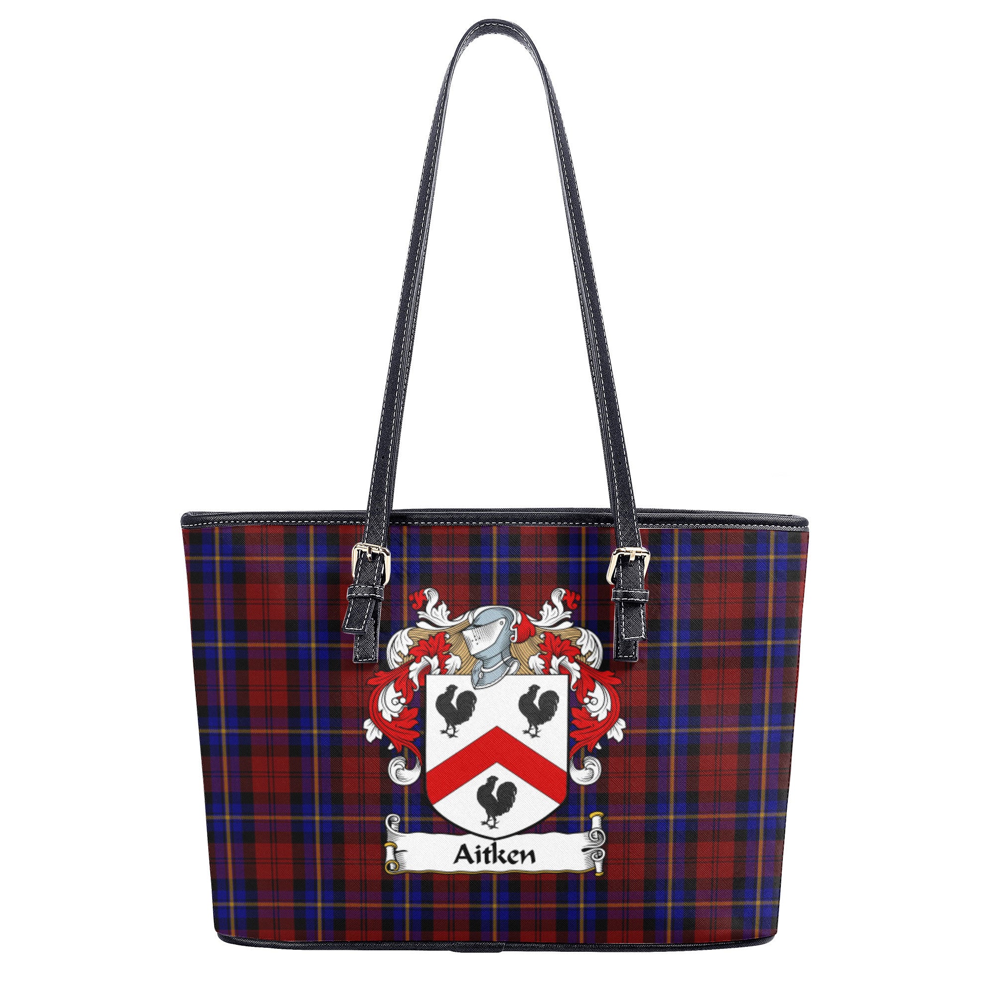 Aitken Tartan Crest Leather Tote Bag