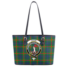 Aiton Tartan Crest Leather Tote Bag