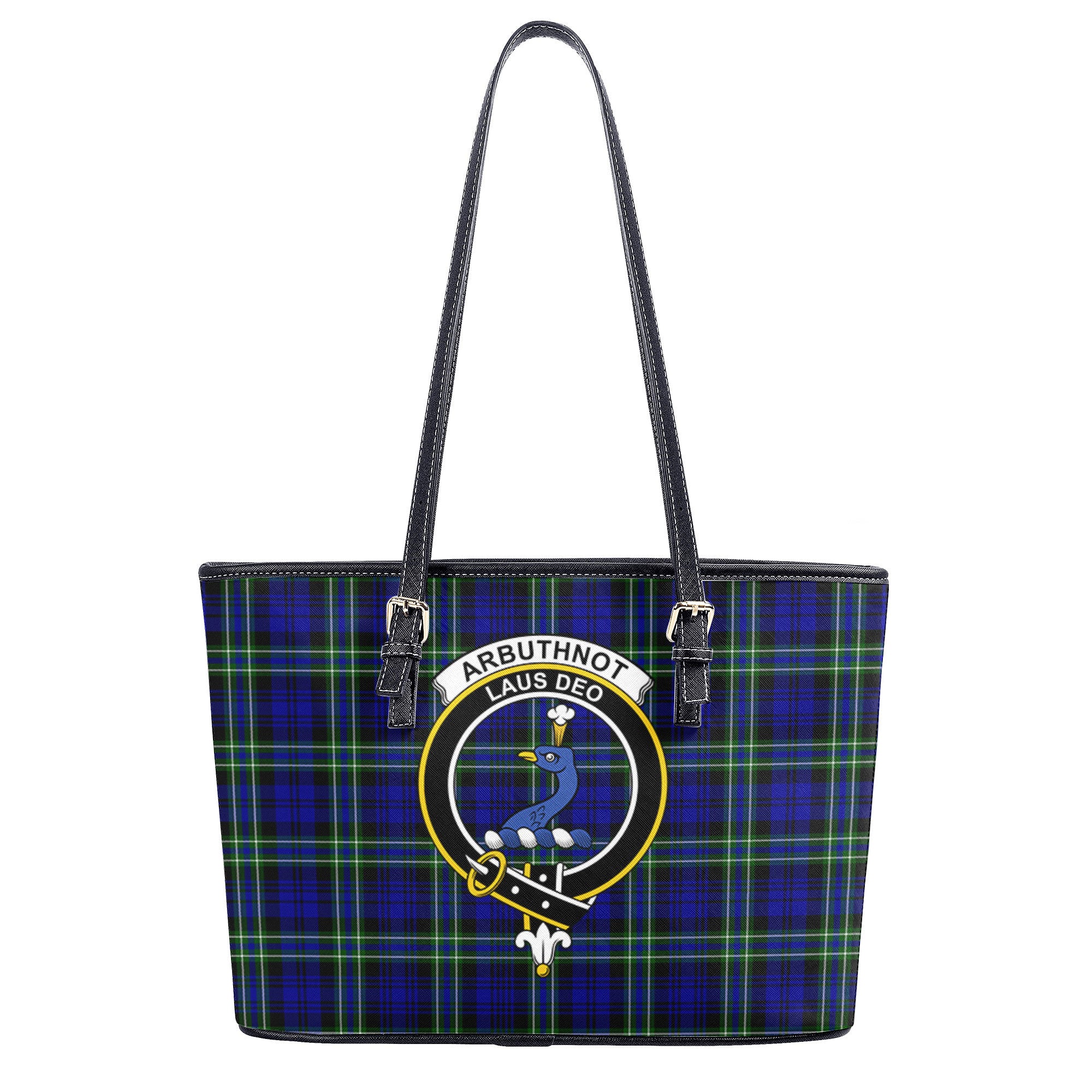 Arbuthnot Modern Tartan Crest Leather Tote Bag