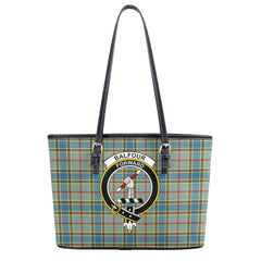 Balfour Blue Tartan Crest Leather Tote Bag