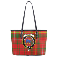 Bruce Modern Tartan Crest Leather Tote Bag