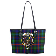 Calder Tartan Crest Leather Tote Bag