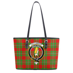 Callander Tartan Crest Leather Tote Bag