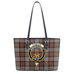 Cameron of Erracht Weathered Tartan Crest Leather Tote Bag