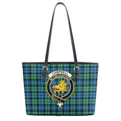 Campbell Ancient 01 Tartan Crest Leather Tote Bag