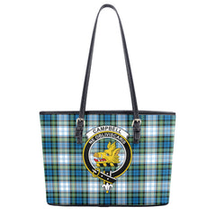 Campbell Dress Ancient Tartan Crest Leather Tote Bag