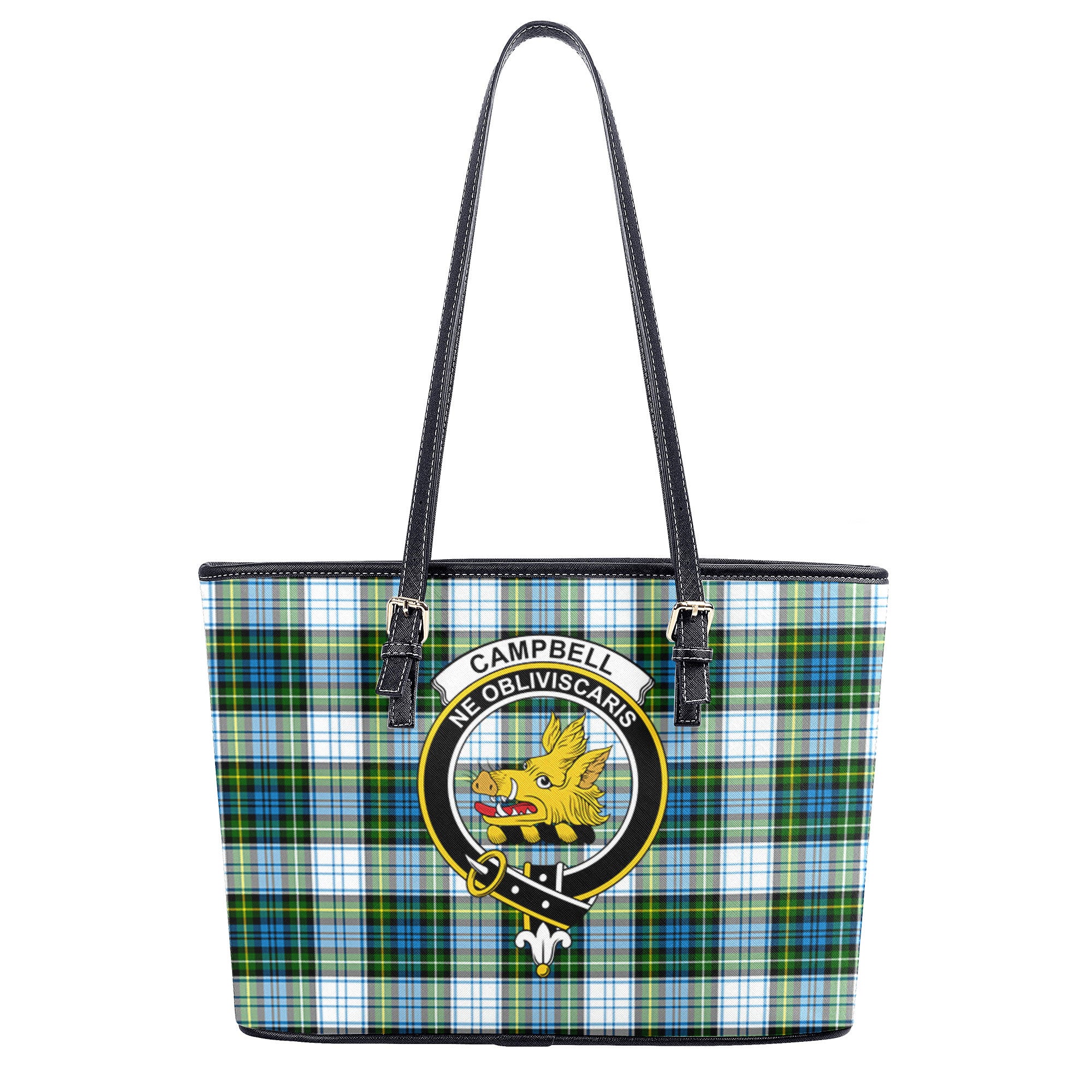 Campbell Dress Tartan Crest Leather Tote Bag