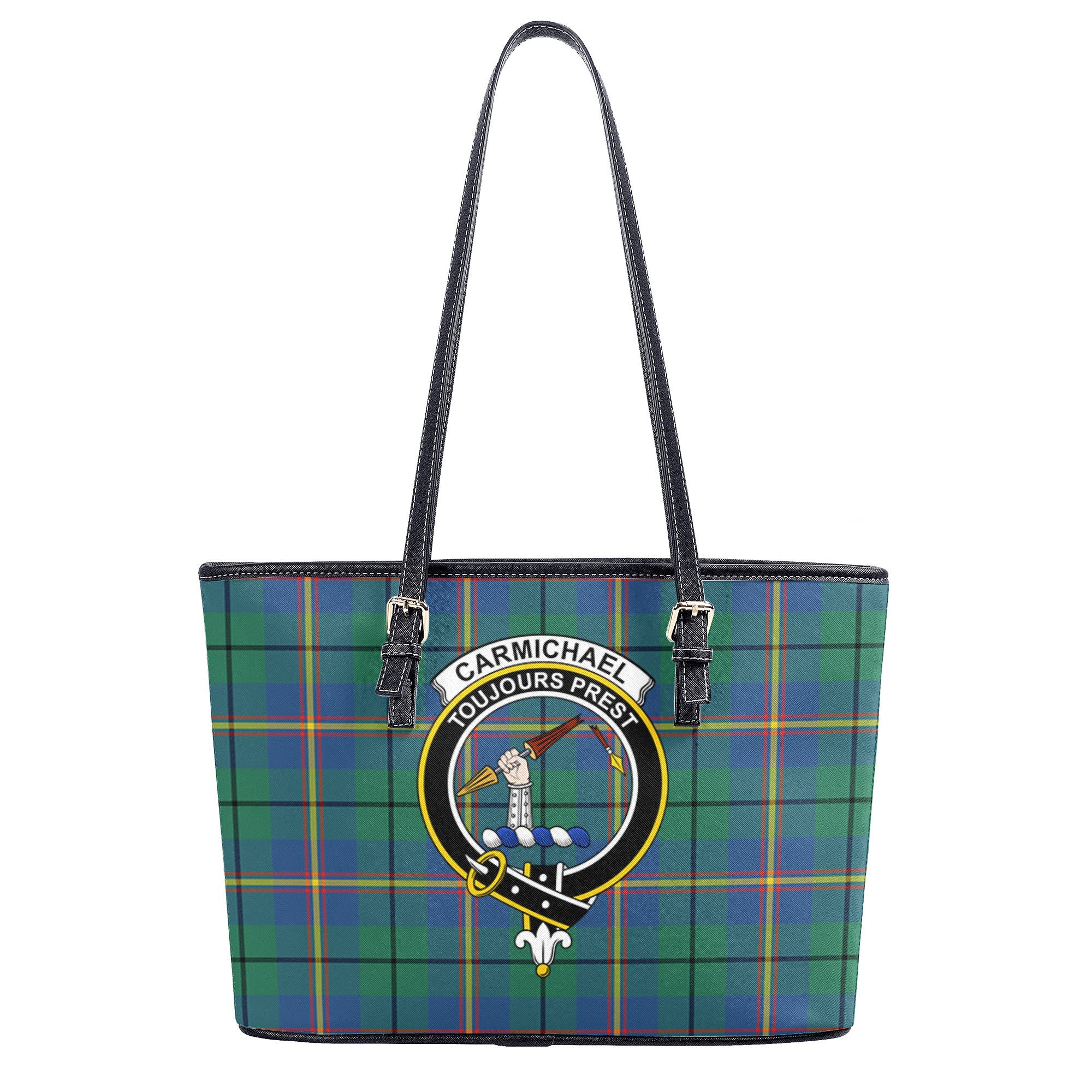 Carmichael Ancient Tartan Crest Leather Tote Bag