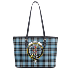 Clark Ancient Tartan Crest Leather Tote Bag