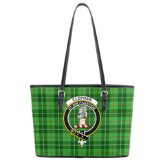 Clephan (or Clephane) Tartan Crest Leather Tote Bag