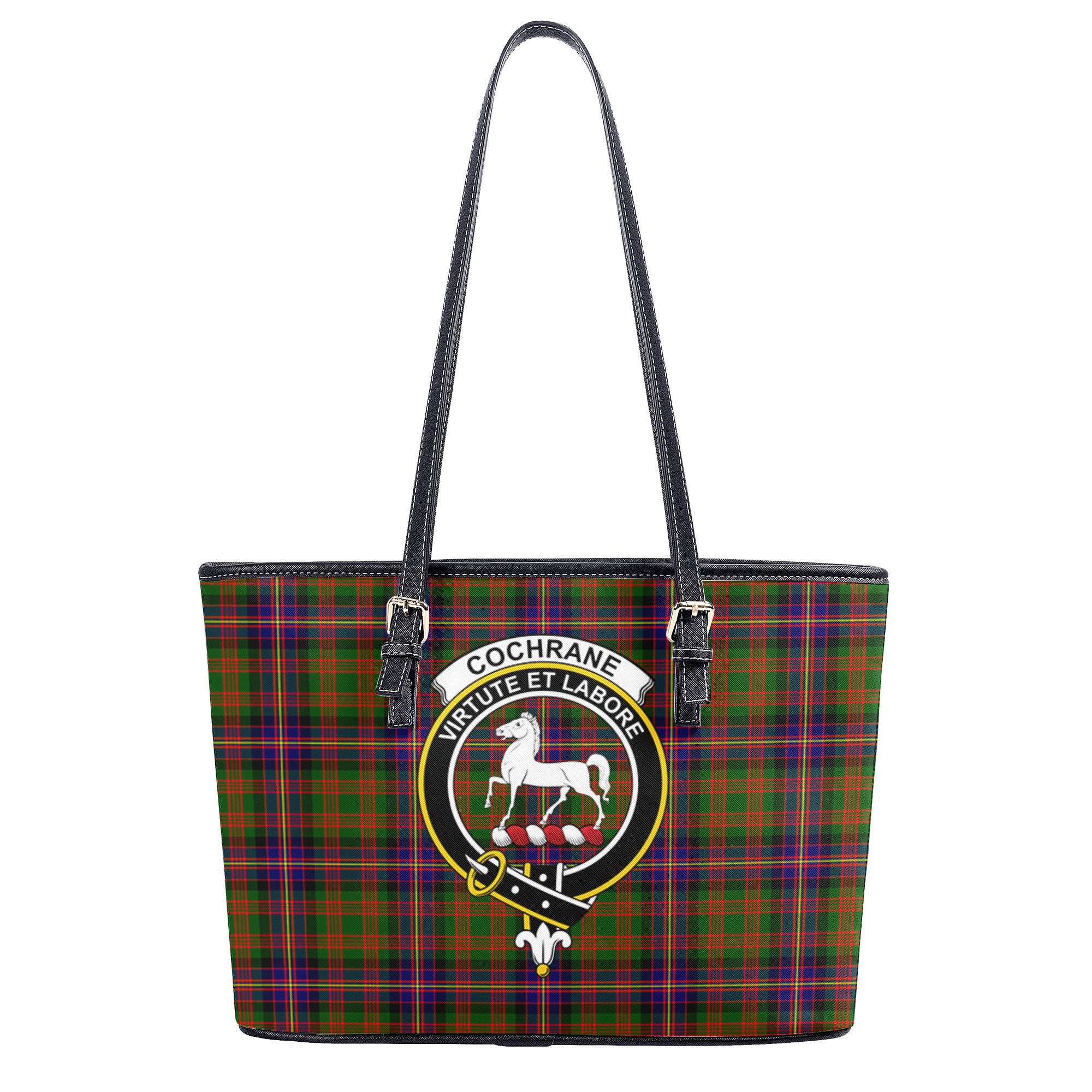 Cochrane Modern Tartan Crest Leather Tote Bag