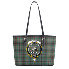 Craig Tartan Crest Leather Tote Bag