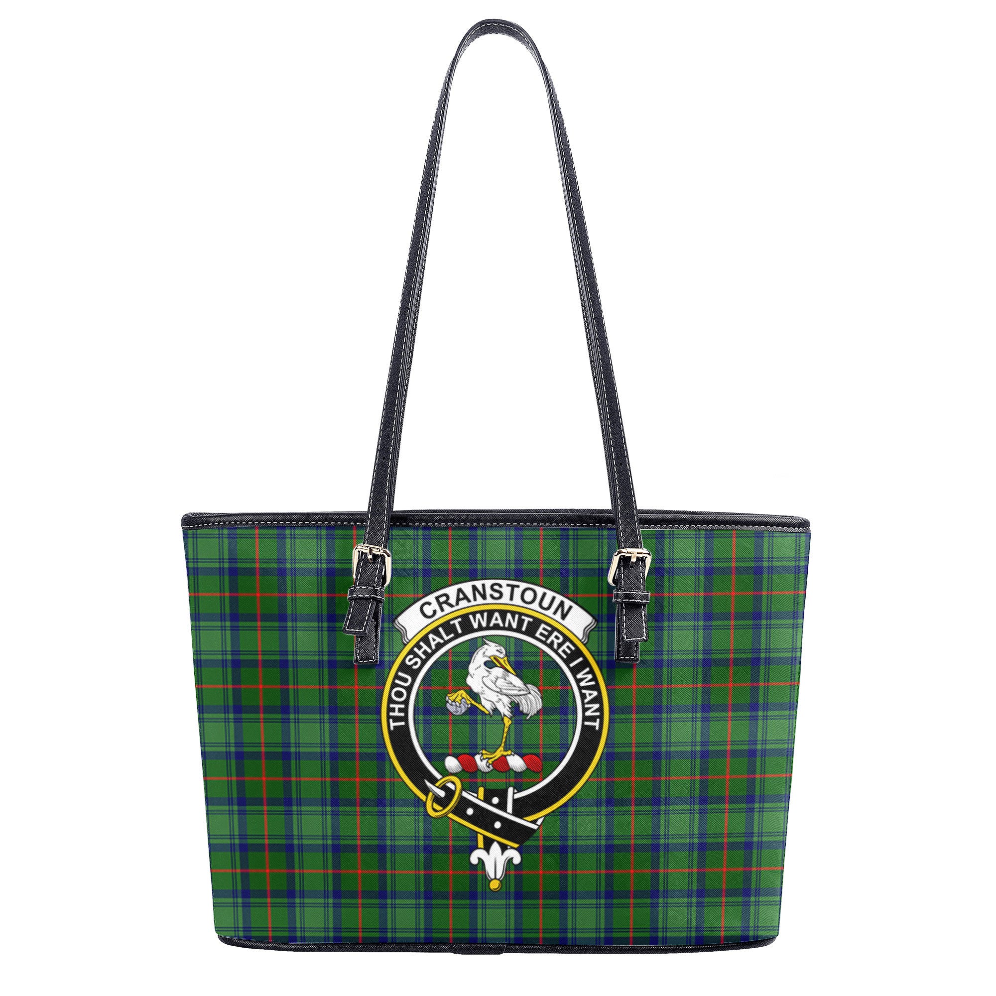 Cranstoun Tartan Crest Leather Tote Bag