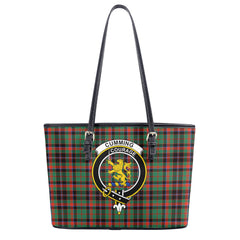 Cumming Hunting Ancient Tartan Crest Leather Tote Bag