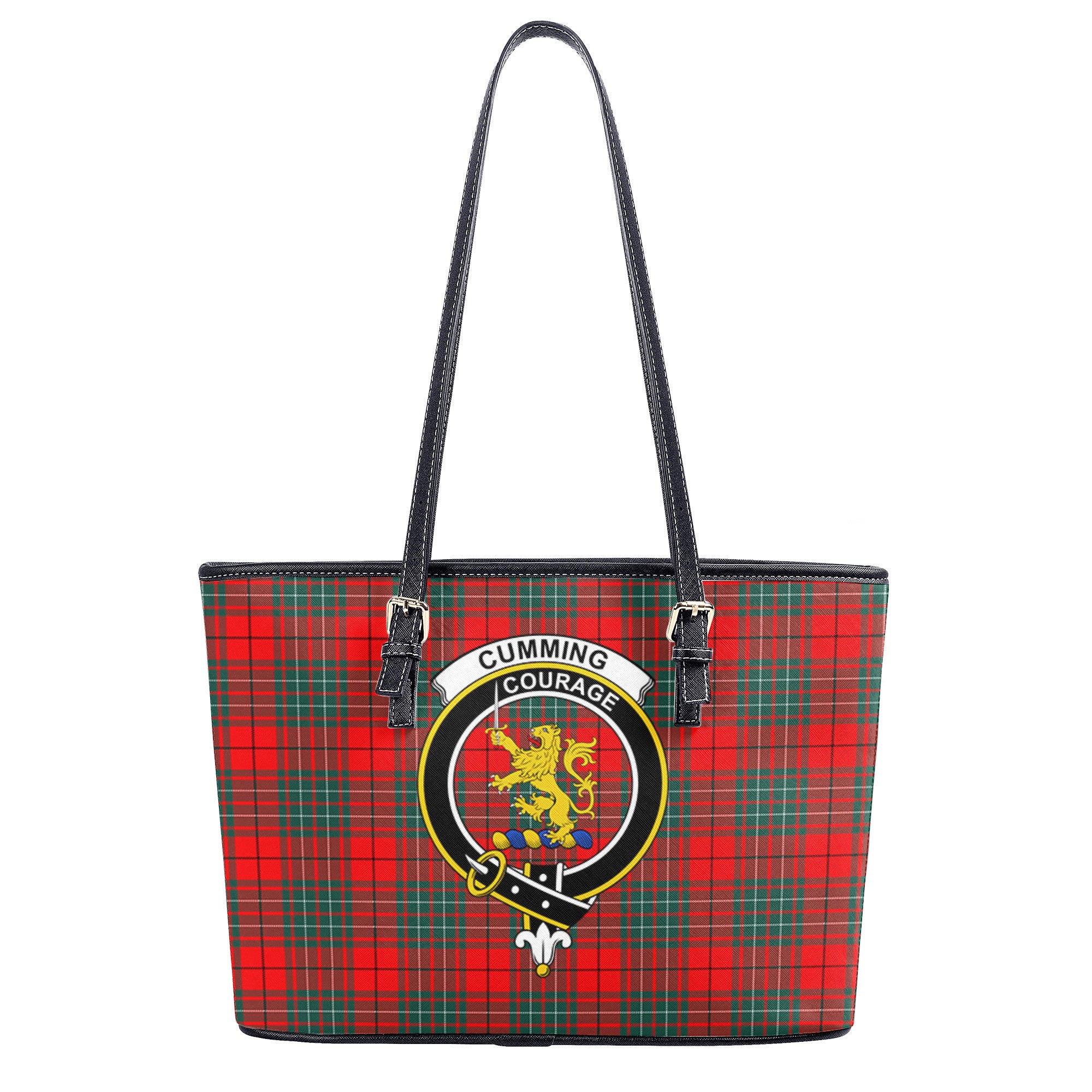 Cumming Modern Tartan Crest Leather Tote Bag