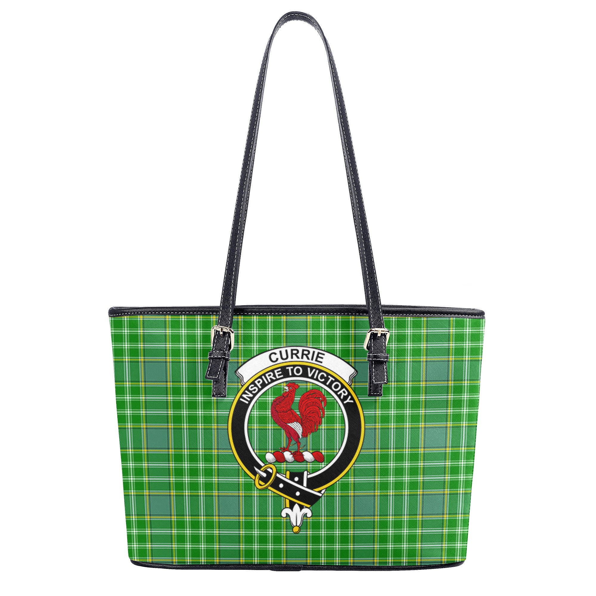 Currie Tartan Crest Leather Tote Bag