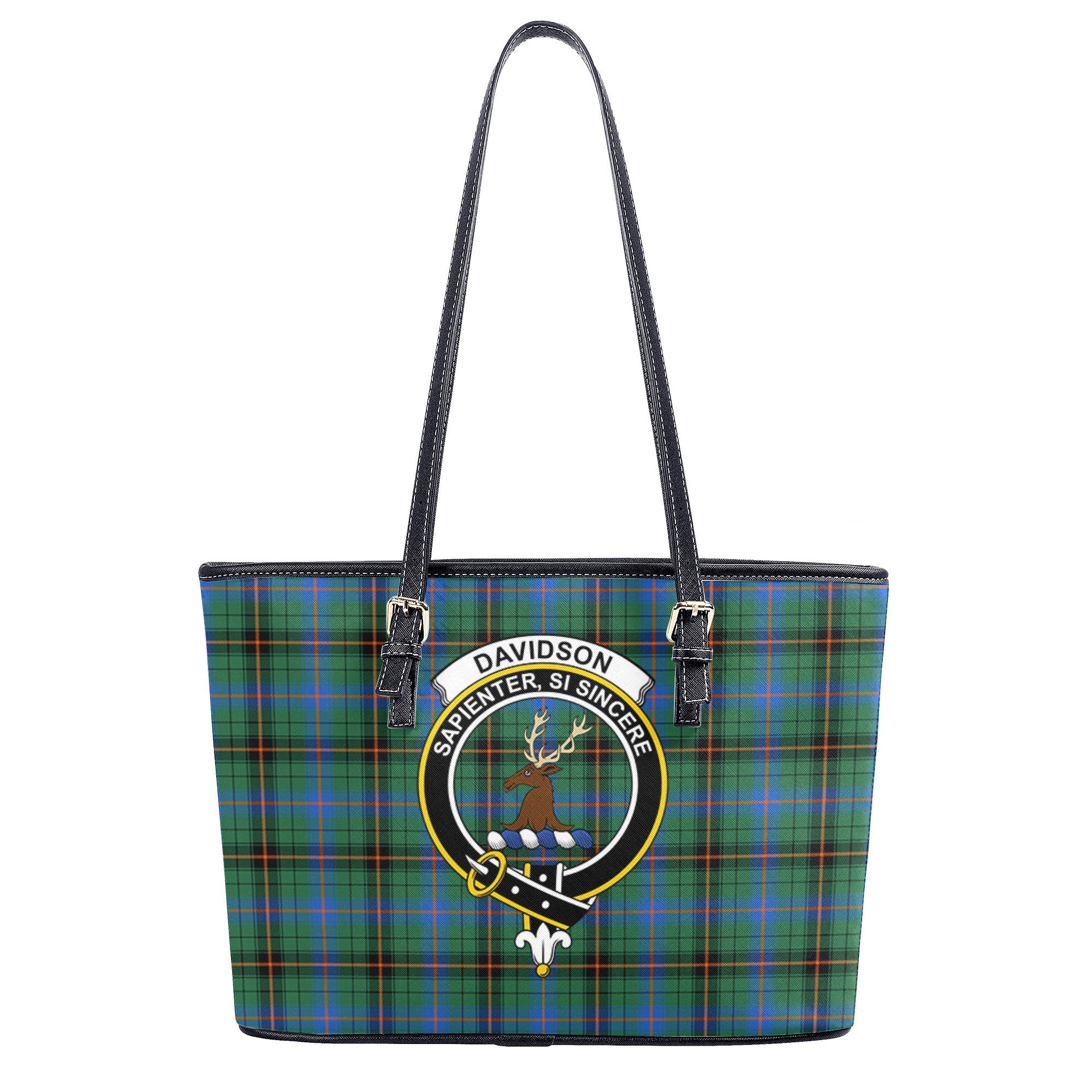 Davidson Ancient Tartan Crest Leather Tote Bag