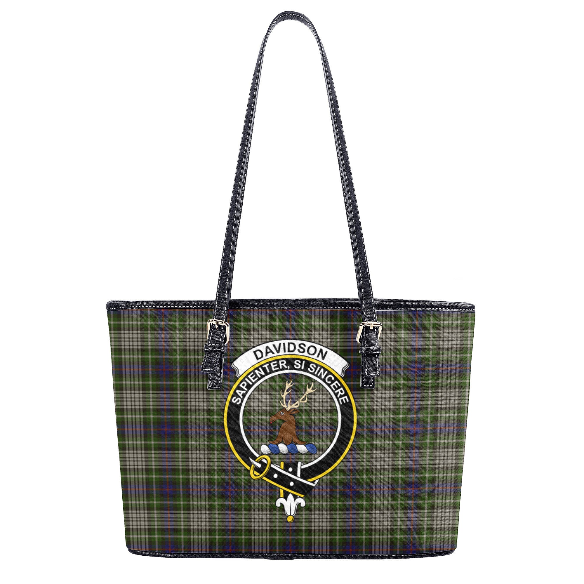 Davidson Tulloch Dress Tartan Crest Leather Tote Bag