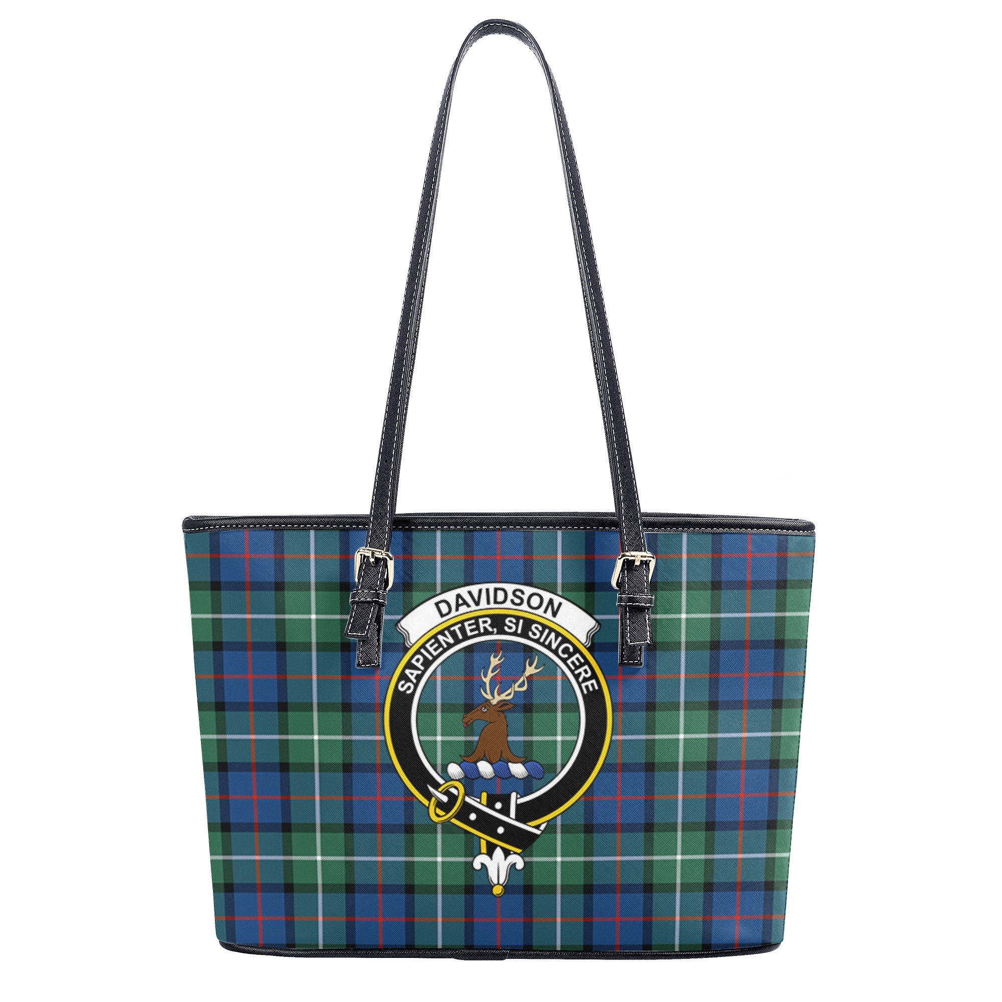 Davidson of Tulloch Tartan Crest Leather Tote Bag