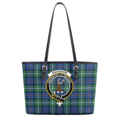 Davidson of Tulloch Tartan Crest Leather Tote Bag