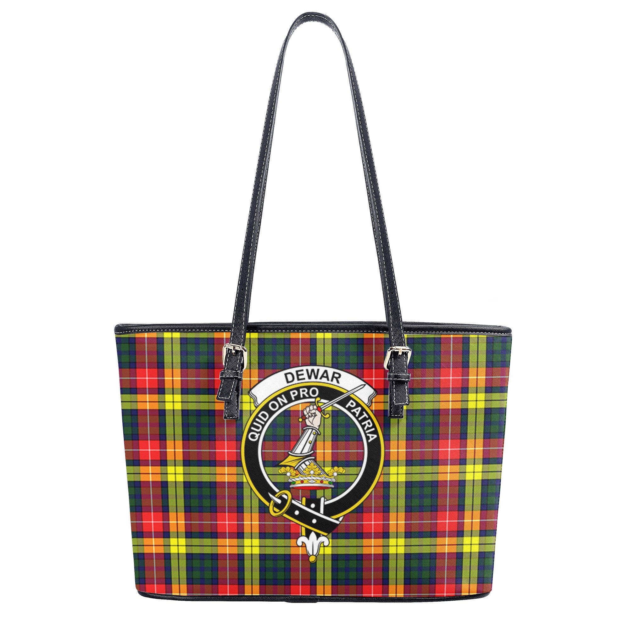 Dewar Tartan Crest Leather Tote Bag