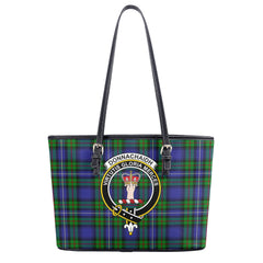 Donnachaidh Tartan Crest Leather Tote Bag