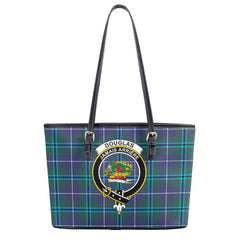 Douglas Modern Tartan Crest Leather Tote Bag