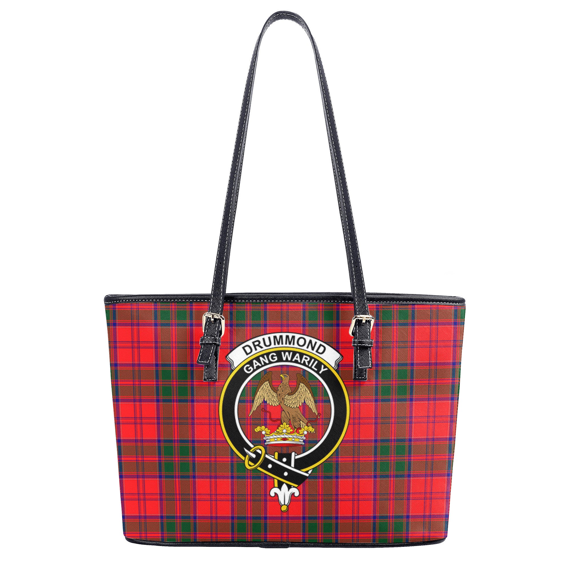 Drummond Modern Tartan Crest Leather Tote Bag