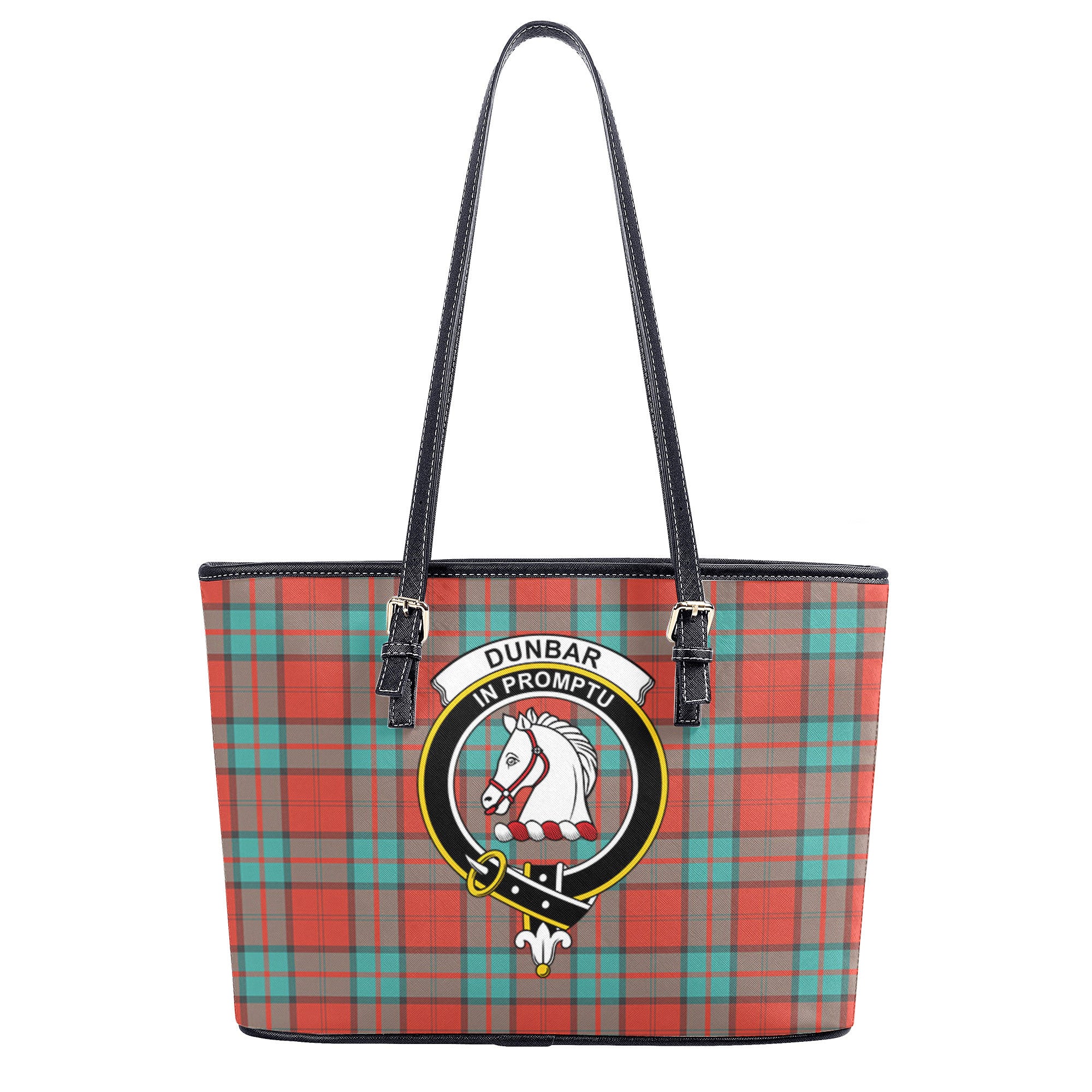 Dunbar Ancient Tartan Crest Leather Tote Bag