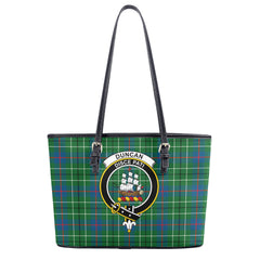 Duncan Ancient Tartan Crest Leather Tote Bag