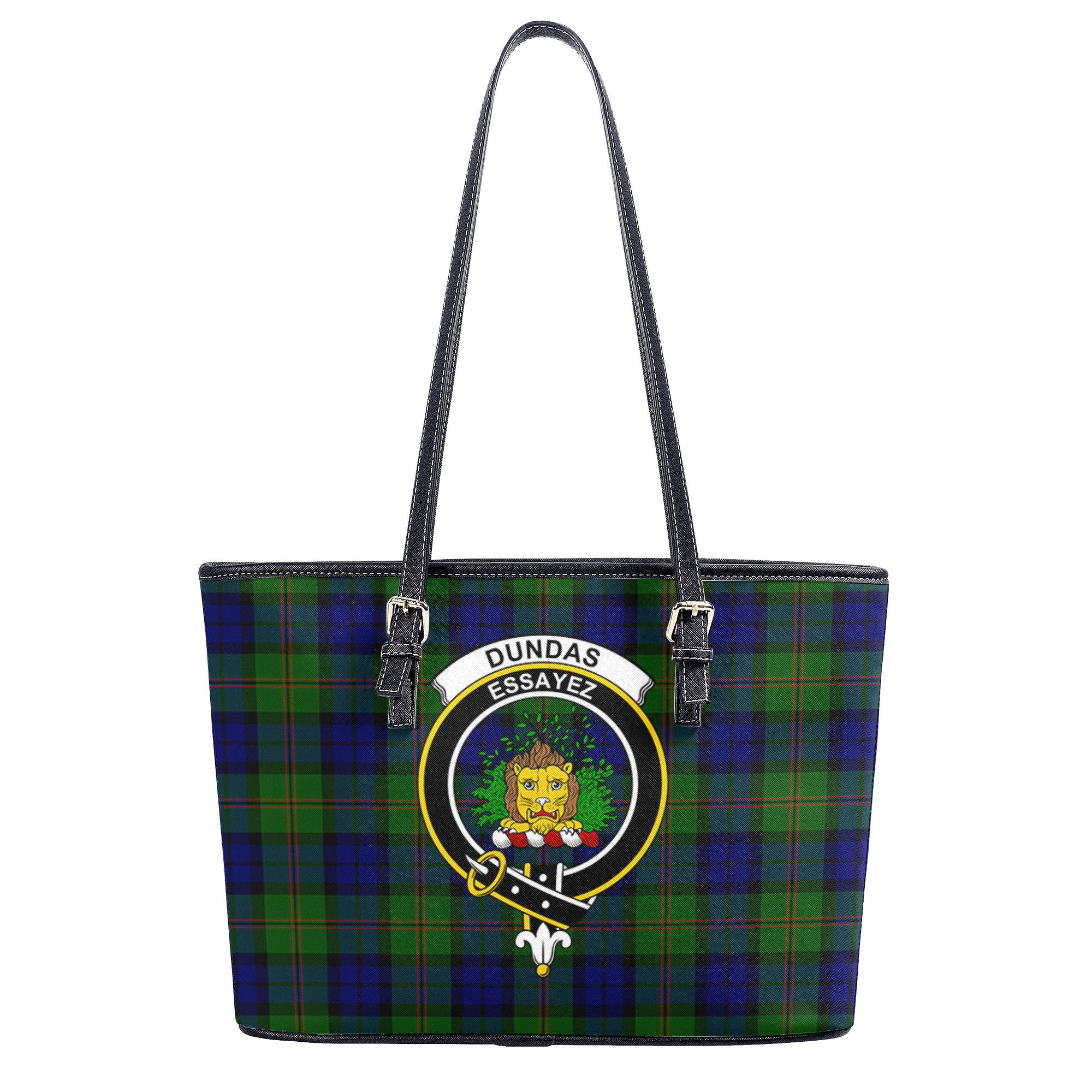 Dundas Modern Tartan Crest Leather Tote Bag