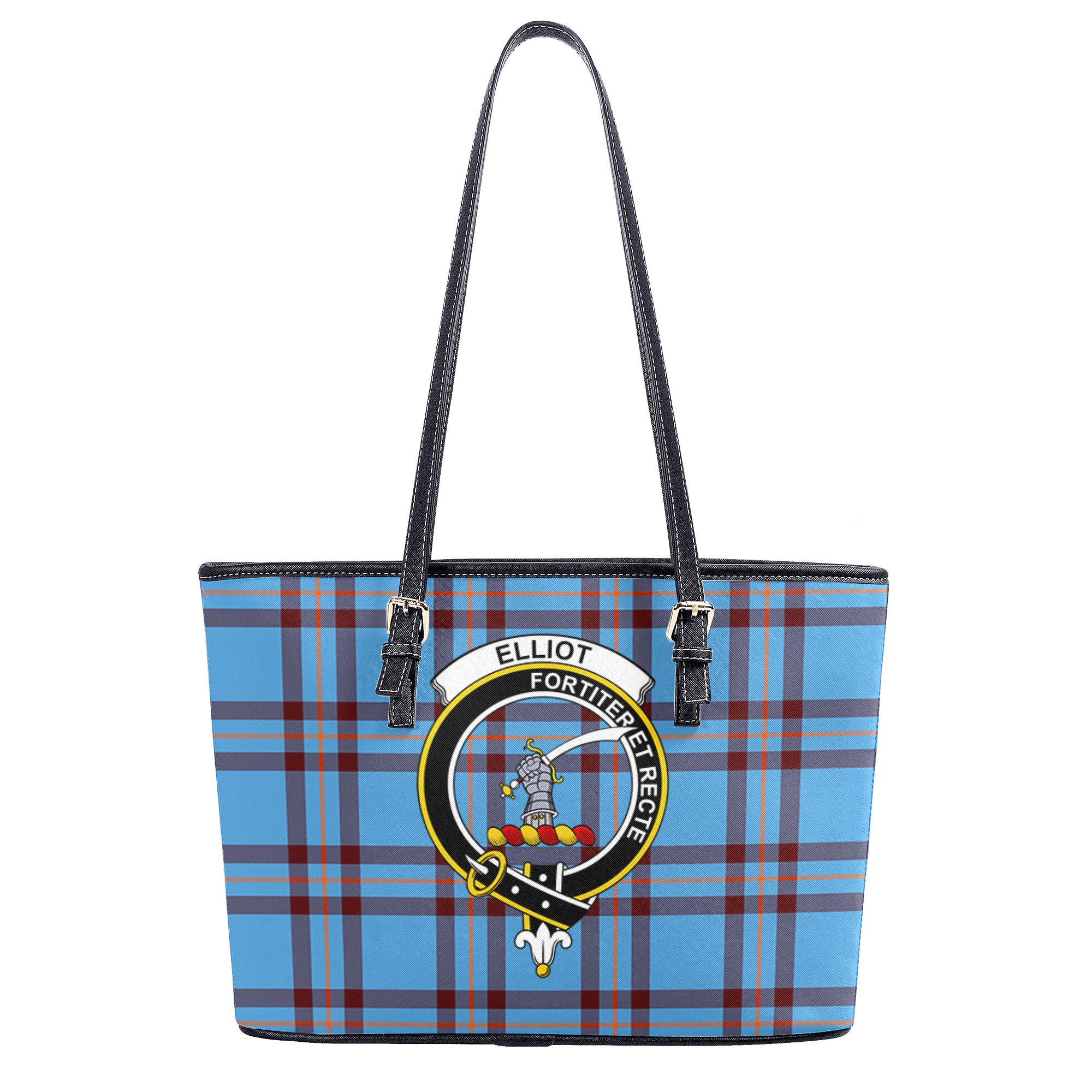 Elliot Ancient Tartan Crest Leather Tote Bag