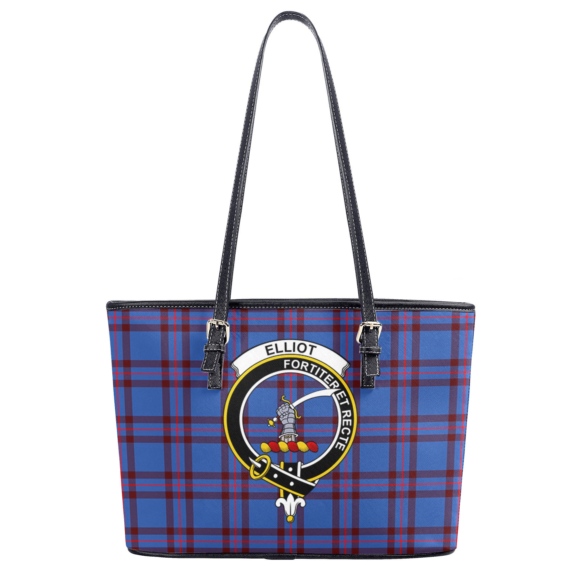 Elliot Modern Tartan Crest Leather Tote Bag