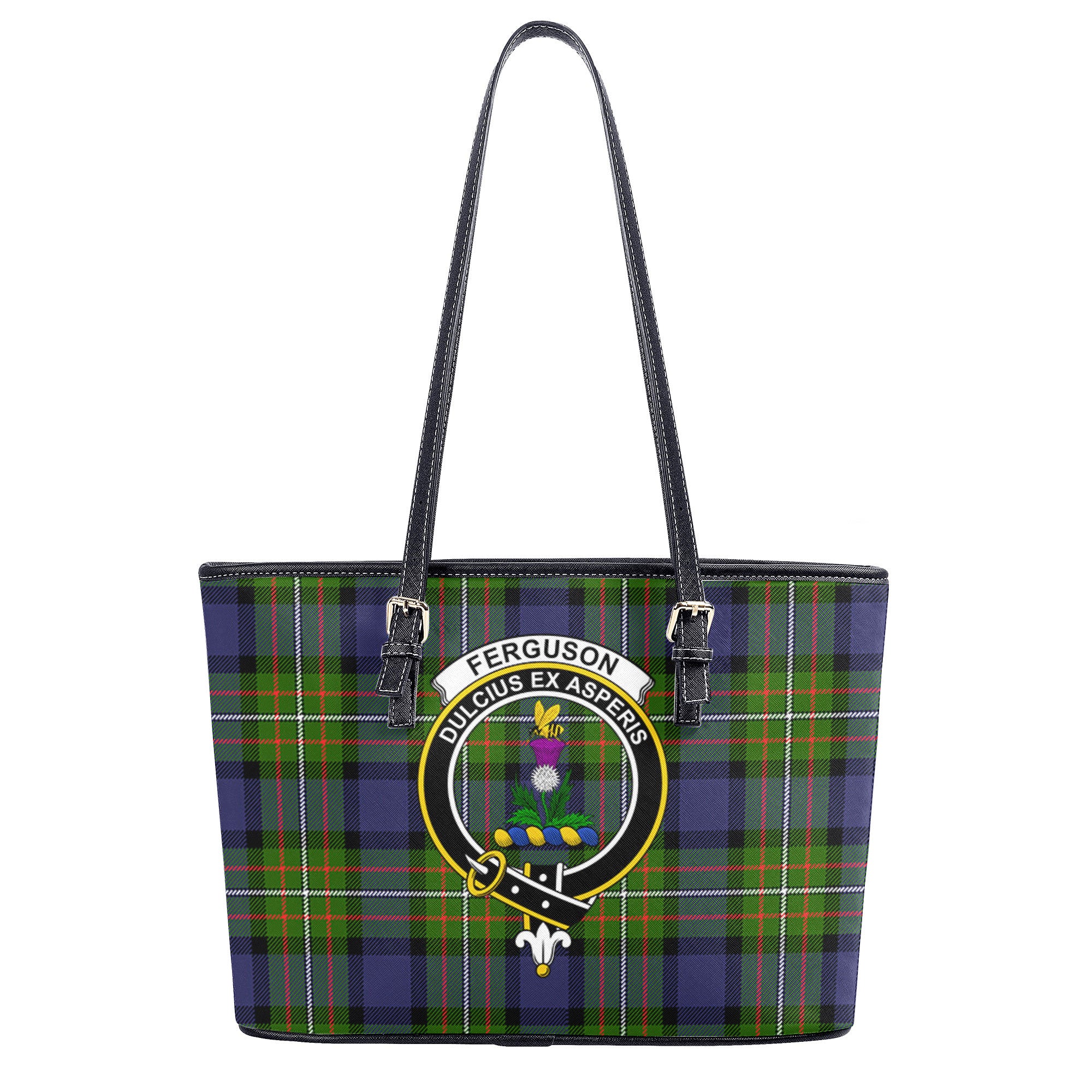 Ferguson Tartan Crest Leather Tote Bag