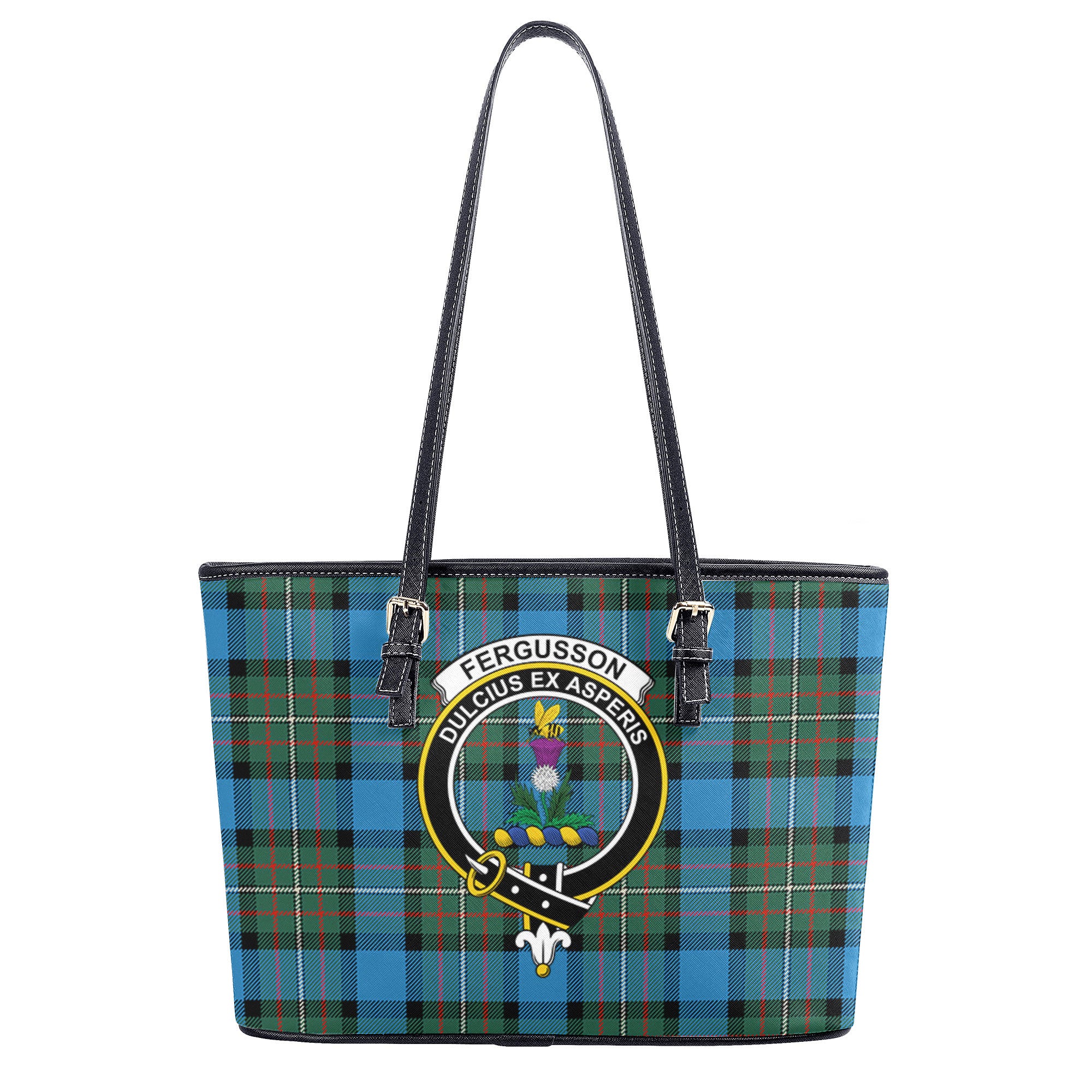 Fergusson Ancient Tartan Crest Leather Tote Bag