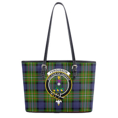 Fergusson Modern Tartan Crest Leather Tote Bag