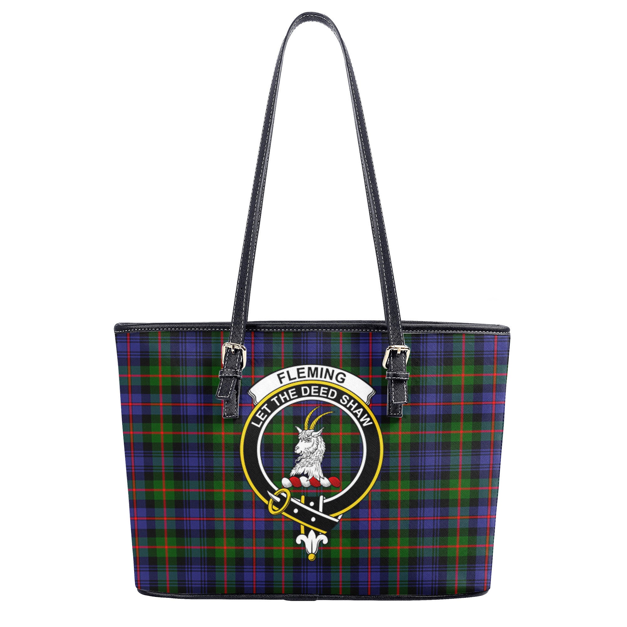 Fleming Tartan Crest Leather Tote Bag